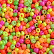 Glasperler - seedperler 4 mm 6/0. Neon/fluorescerende. 175 stk. 